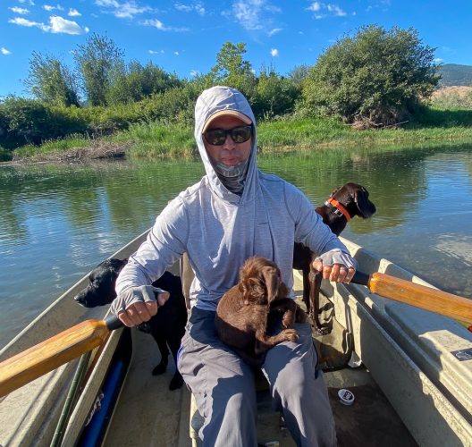 Only took a few minutes for Luna to find the water on her first boat ride - Montana Flyfishing 2022