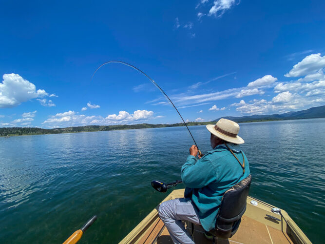 Marcelo hooked up on a gorgeous day - Full Moon Fishing in Montana 