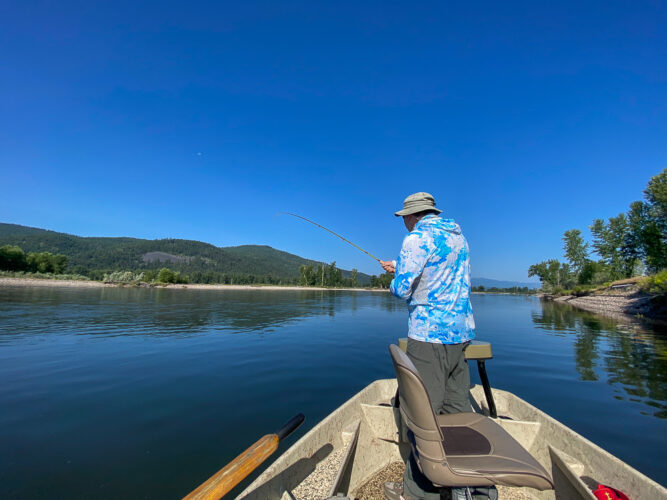 Mark tight to the first pike of the day - Full Moon Fishing in Montana 