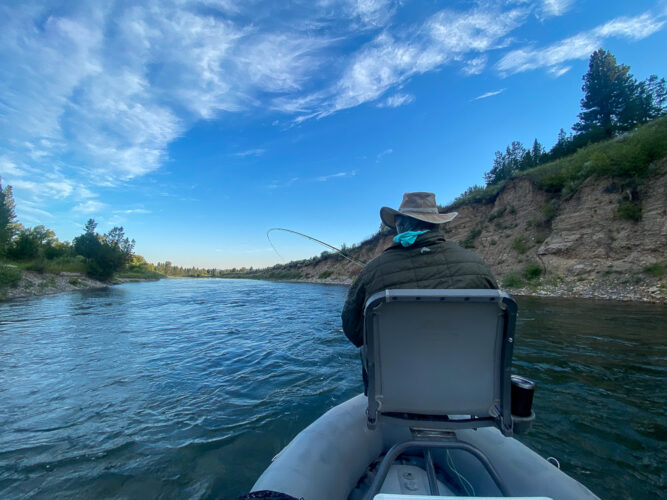 Chris hooked up right out of the gate - Hoot Owl Trout Fishing