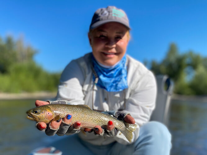 Sandra did well with a number of nice cutts like this one - Hoot Owl Trout Fishing