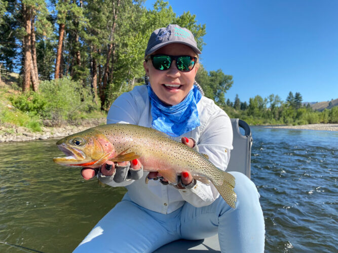 The best fish of the day was one Sandra saw rise before eating her bug - Hoot Owl Trout Fishing