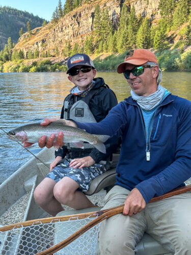 Dean with a great rainbow to kick off his first Montana float trip - Hoot Owl Trout Fishing