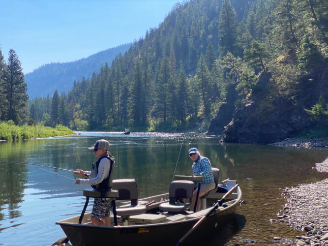 Gina and Dean on the Blackfoot - Hoot Owl Trout Fishing