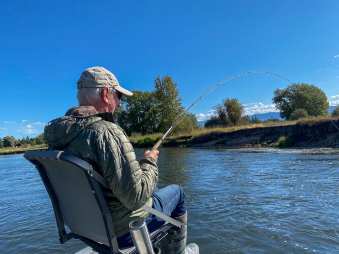 Herb hooked up in the first spot he fished - Montana Fall Fishing