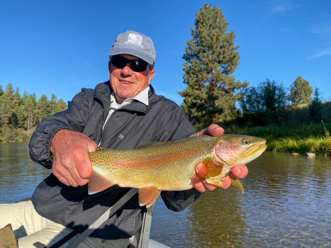 Dan with a great rainbow in the morning - September Montana Fishing report