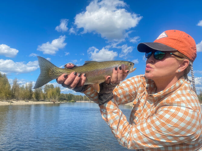 The highlight of the day was one run where Sandra landed 3 nice fish in a row - September Montana Fishing report