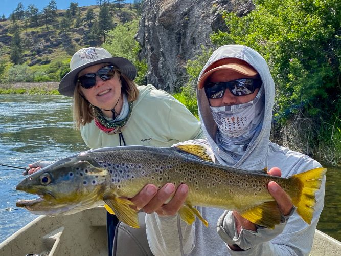 Laura finished strong with the biggest brown of the day at the takeout - Missoula Fishing Report 2024