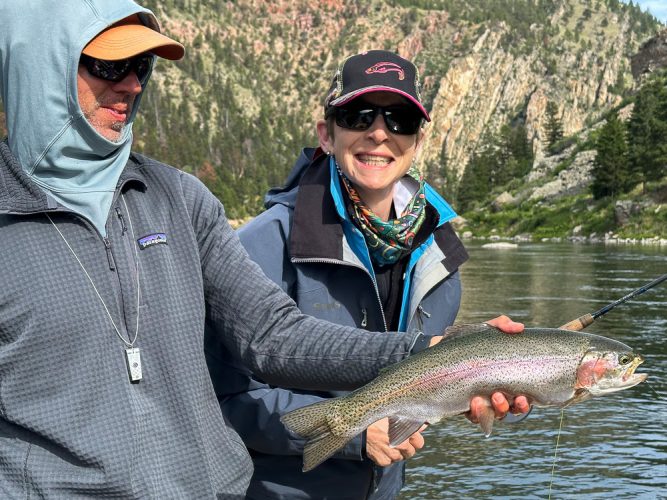 Sheila was all smiles with the big trout at LOG - Missoula Fishing Report 2024