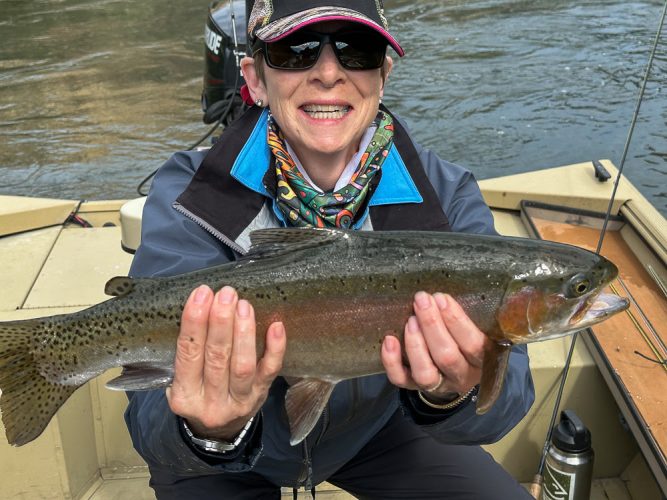 Sheila was all smiles with the big trout at LOG - Missoula Fishing Report 2024