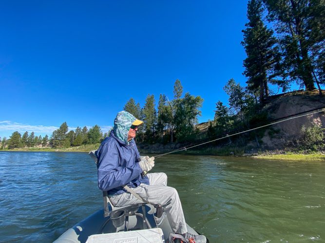 Jim hooked up on the Blackfoot - Missoula Fishing Report 2024