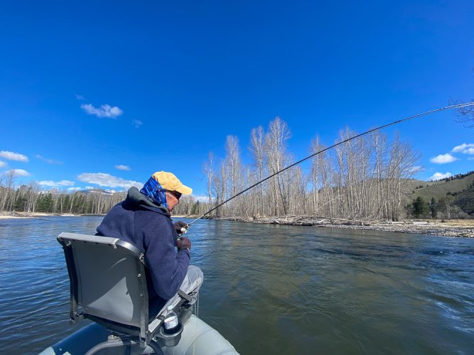 Jim tight to a cutthroat in the morning - Missoula Fly Fishing Guide 2024