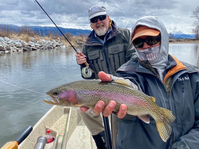 Colorful rainbow for Jeff with a chunk missing from it's tail - Montana Fly Fishing Guide Report