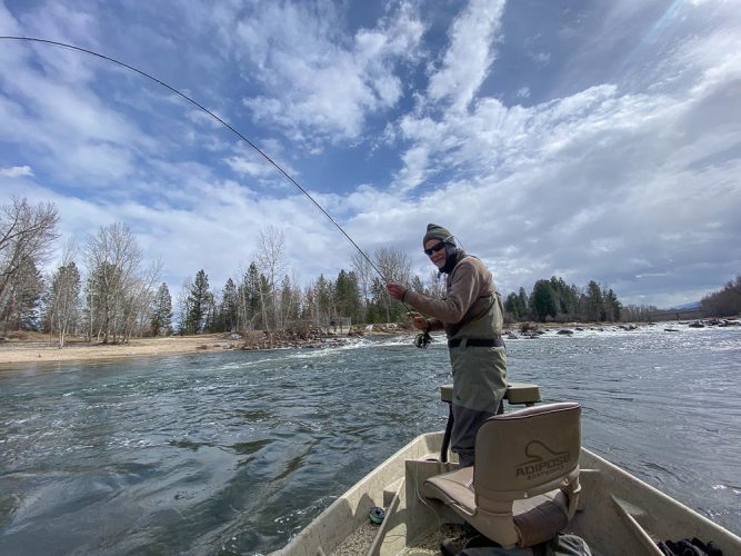 Alan hooked up at the diversion dam - Catching the Big One's in Montana