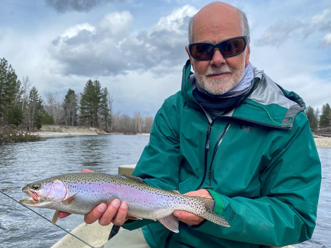 Alan with a pretty rainbow in the morning - Catching the Big One's in Montana