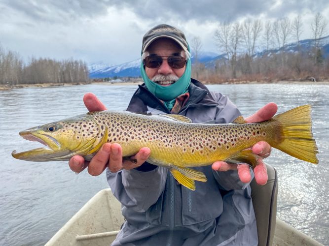 Jerome with a picture perfect brown trout - Catching the Big One's in Montana