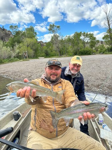 Al and Dan doubled up with guide Tom right at the takeout - Fly Fishing the Missouri River 2024