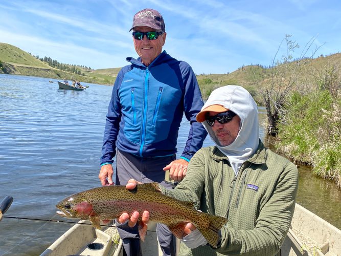 Eldon was all smiles with a big rainbow - Fly Fishing the Missouri River 2024