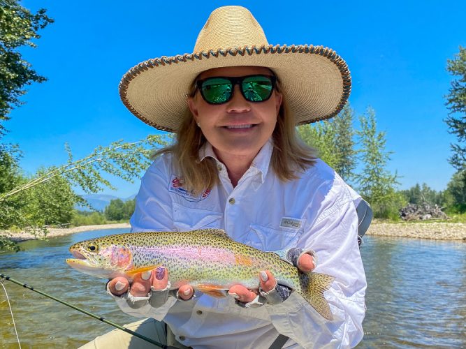 A colorful dry fly rainbow in the afternoon - Bitterroot Trout Fishing Guide