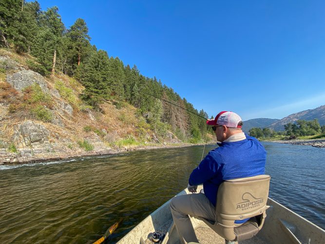 Hooked up on a rock wall - Montana Trout Fishing July Report