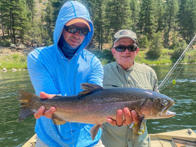 After such good fishing we decided to play around with dry flies, and Doug tagged this slab on a little #16 caddis dry - Best Montana Fishing