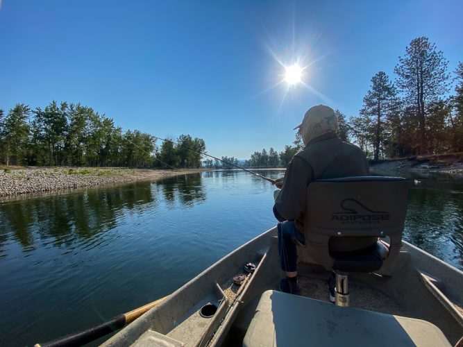 Bob hooked up to a riser - Bitterroot Trout Fishing Guide