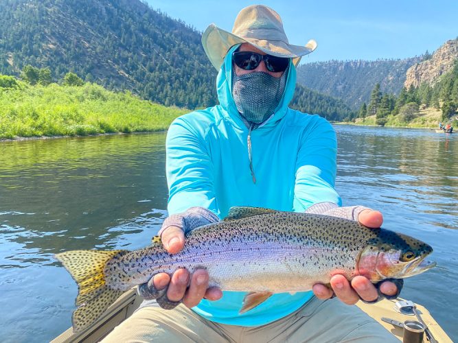 Chris with a flawless specimen - Montana Trout Fishing July Report