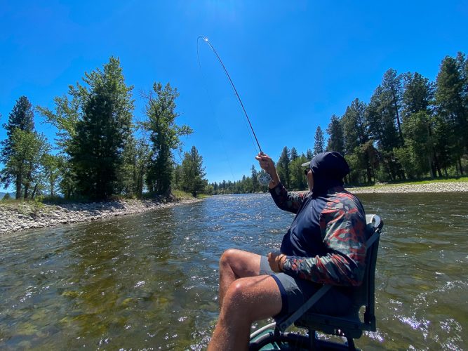 Jeff stayed busy in the back seat - Bitterroot Trout Fishing Guide