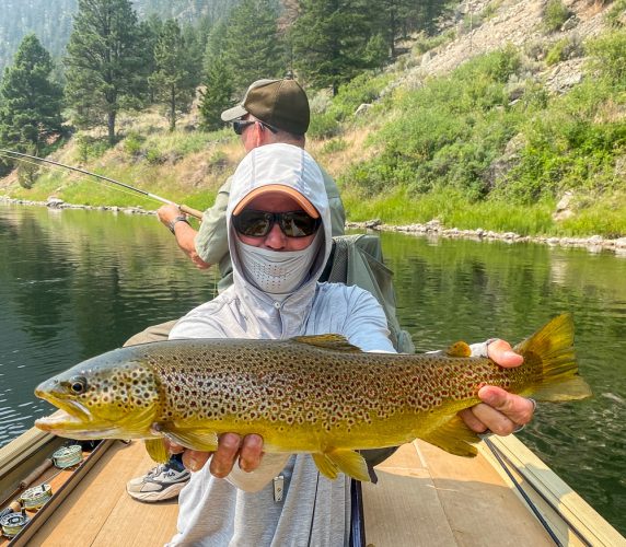 Jim landed this big brown while Doug was hooked up in the background - Best Montana Fishing