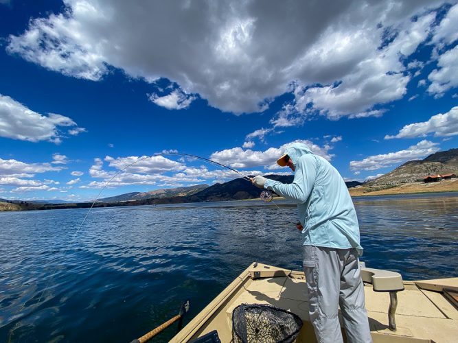 Same result out on the lake with another bent rod - Fishing the Land of the Giants