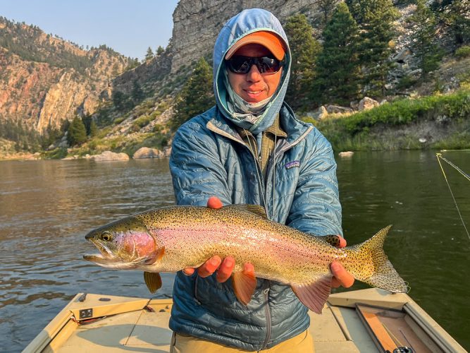 Mark made it count with his first rainbow of the day - Montana Fishing Guide Report