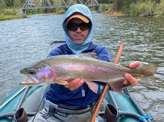 Jim with a stud 20" bow on the dry - Fall Fishing in Montana